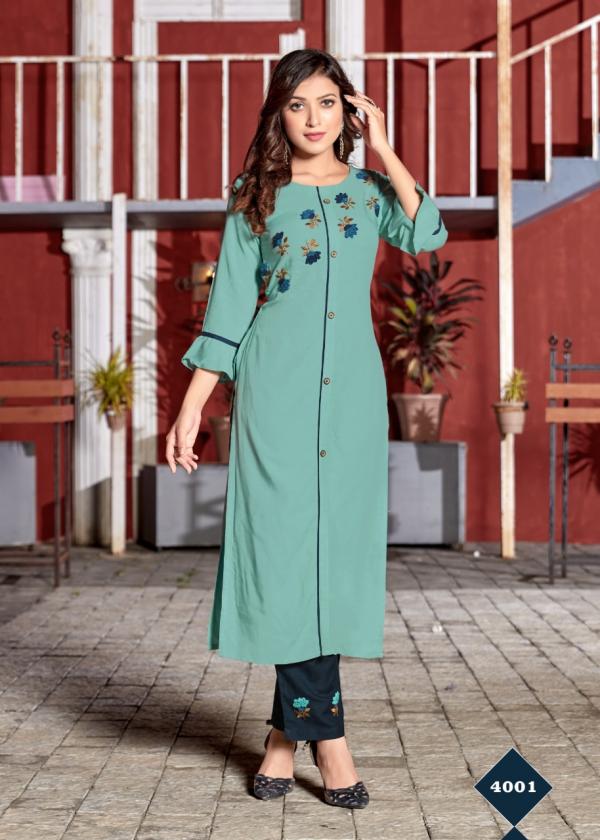 4 Colours Lime Light-Rayon-Kurti-With-Bottom